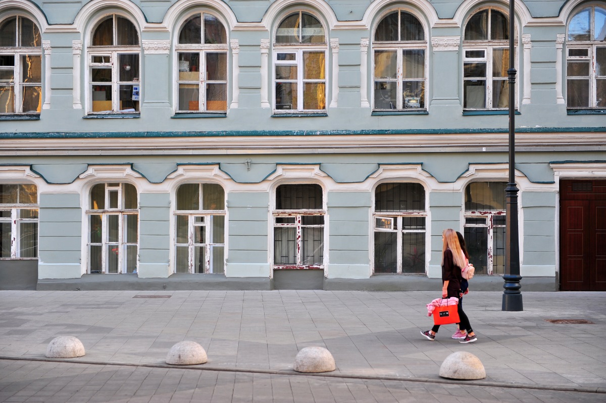 Moscow shops Streets people.